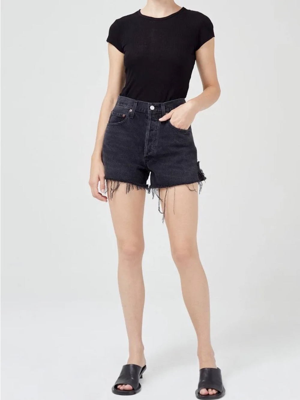 Agolde Dee Short Washed Black 27
